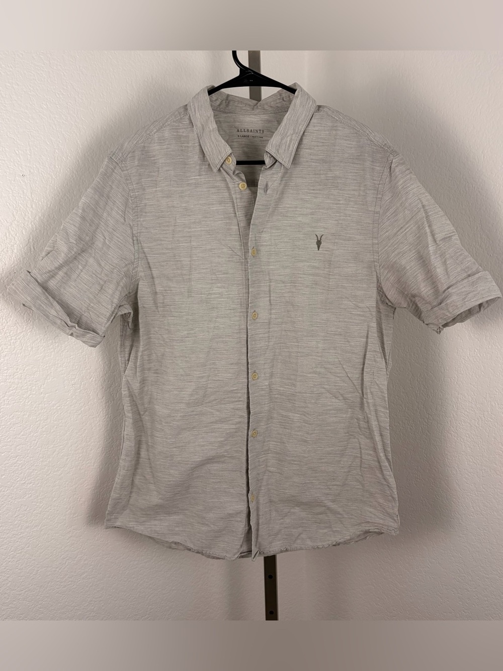 AllSaints Avila Heathered Gray Short Sleeve Shirt